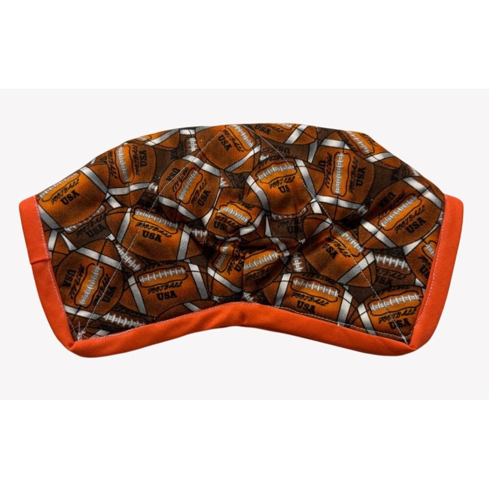 Handmade FOOTBALL USA ORANGE Microwave Safe Bowl Cozy Reversible Quilted Cozie - Picture 3 of 8
